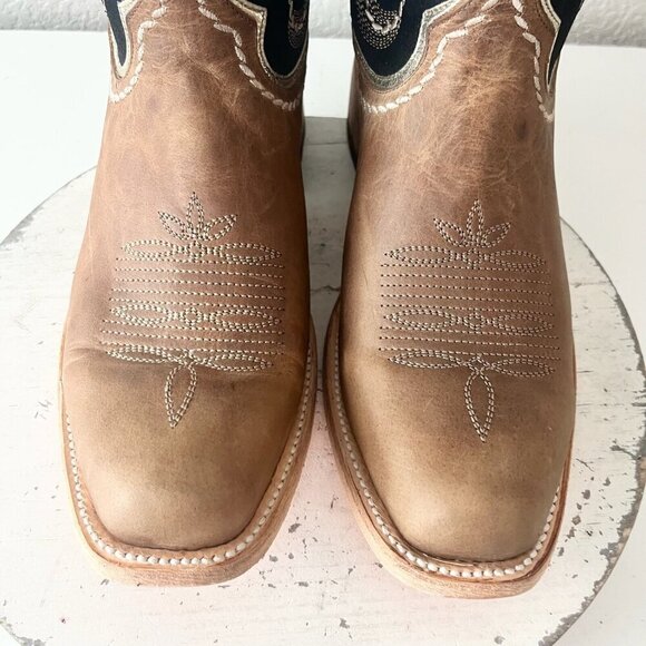 Lane RODEO HOUSTON Mens Cowboy Boots Size 11 Brown Leather Western Blunt Toe - Picture 7 of 13